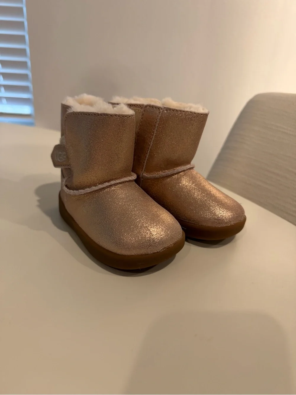 UGG Kids Metallic Rose Gold Shearling Boot